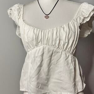 Abercrombie & Fitch White Ruffle Blouse